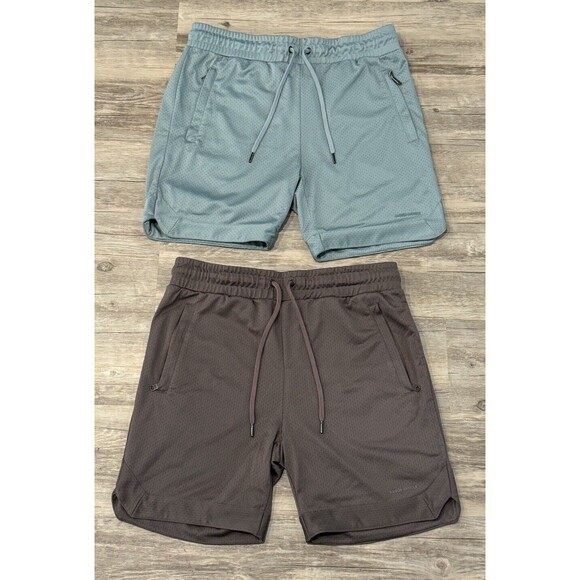 Maison Article Mens Premium Basketball Shorts Lot x2 Sz XL Teal Plum Zip Pockets - Picture 2 of 16